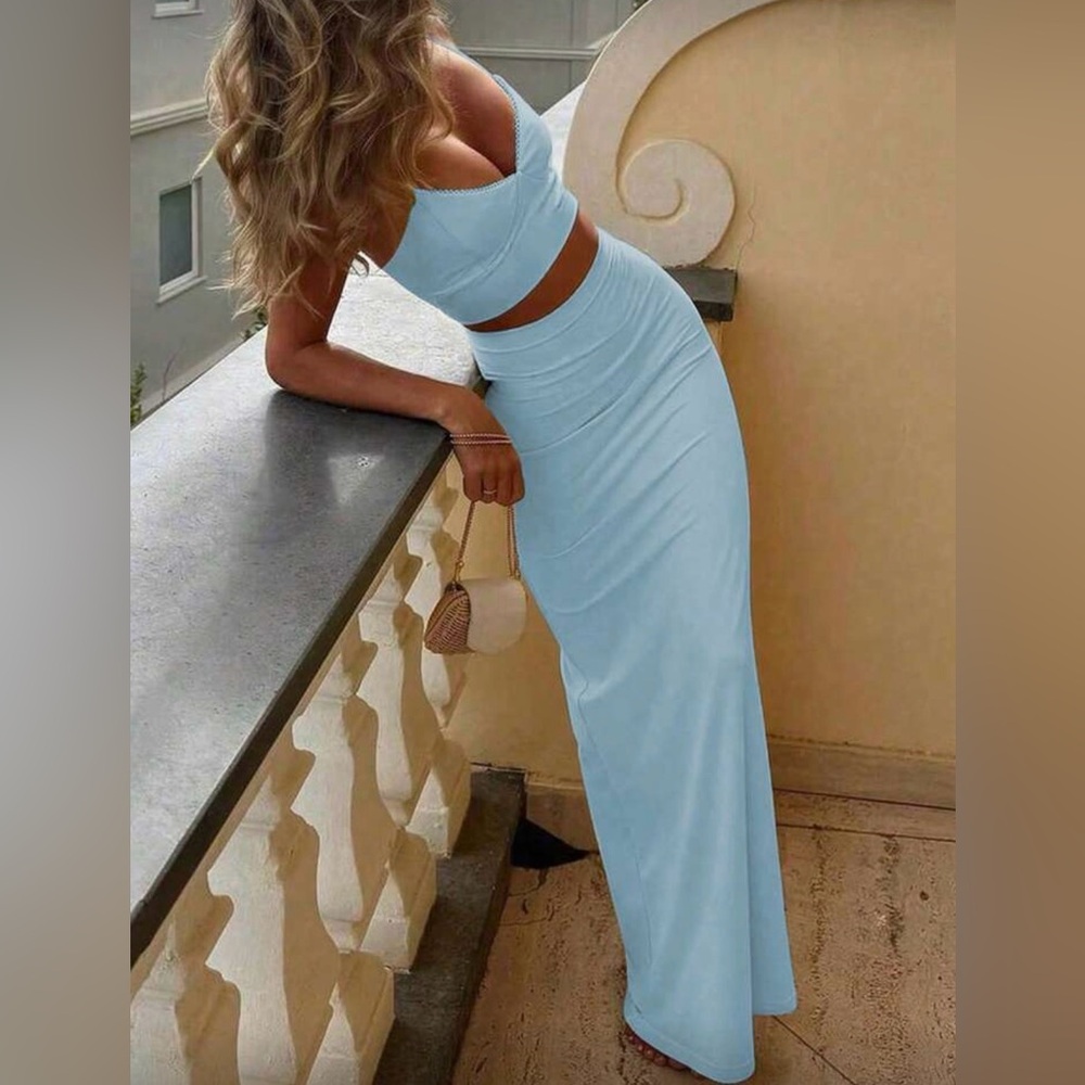NEW Light Blue Two-Piece Maxi Set